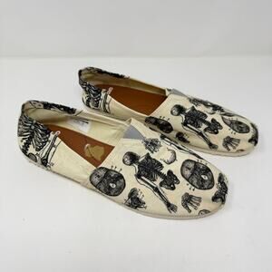 Groove Bags Vintage Anatomy Skeleton Casual Canvas Slip On Shoes Womens Sz 11.5W